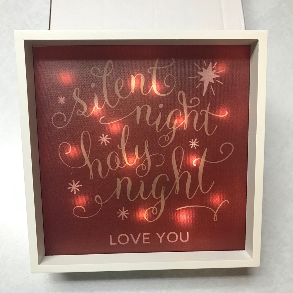 NIB Silent Night Holy Night Light Up Plaque